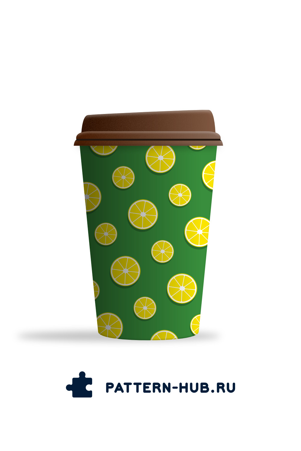 Paper Cup With Sliced Lemon on a Green Background