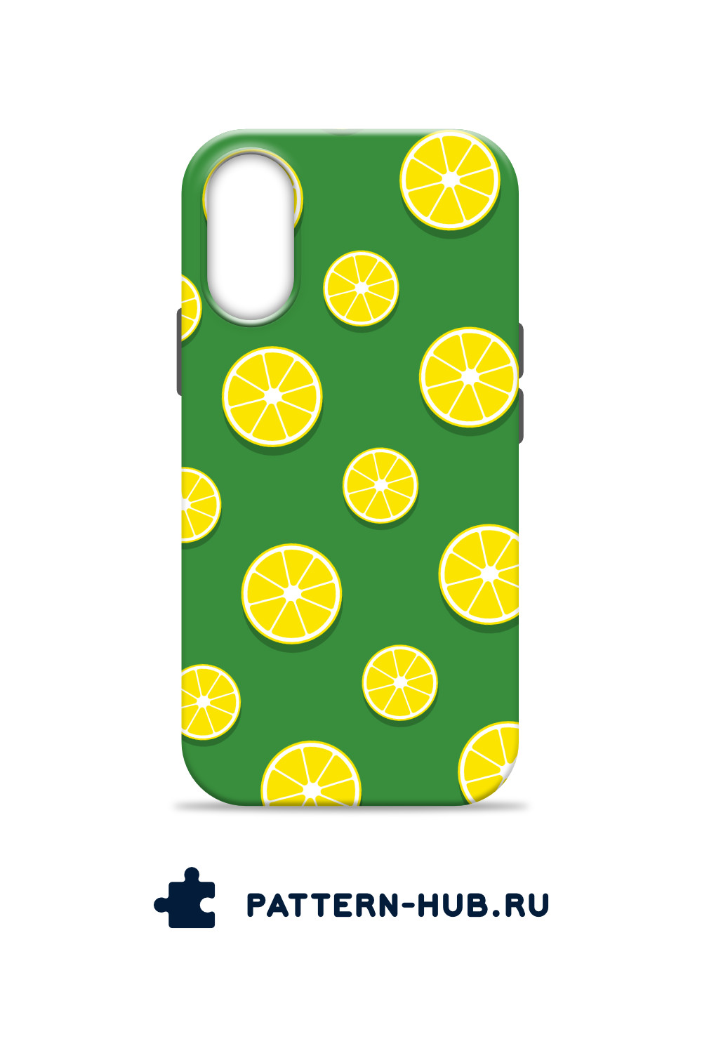 Phone Case With Sliced Lemon on a Green Background