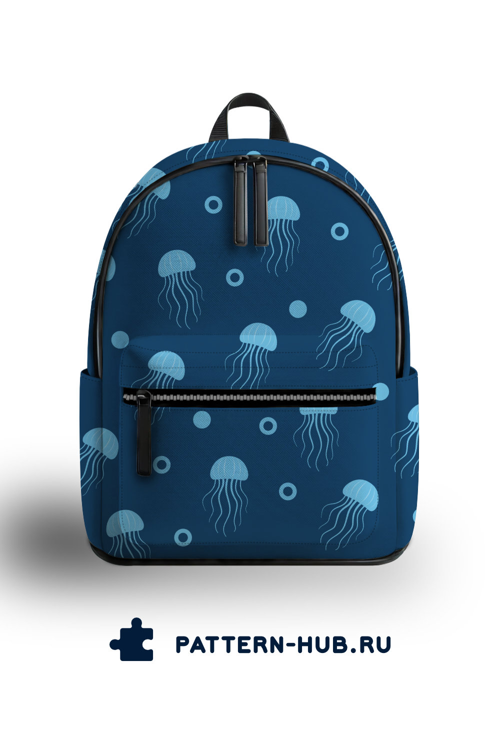 Backpack With Blue Jellyfish on a Dark Background
