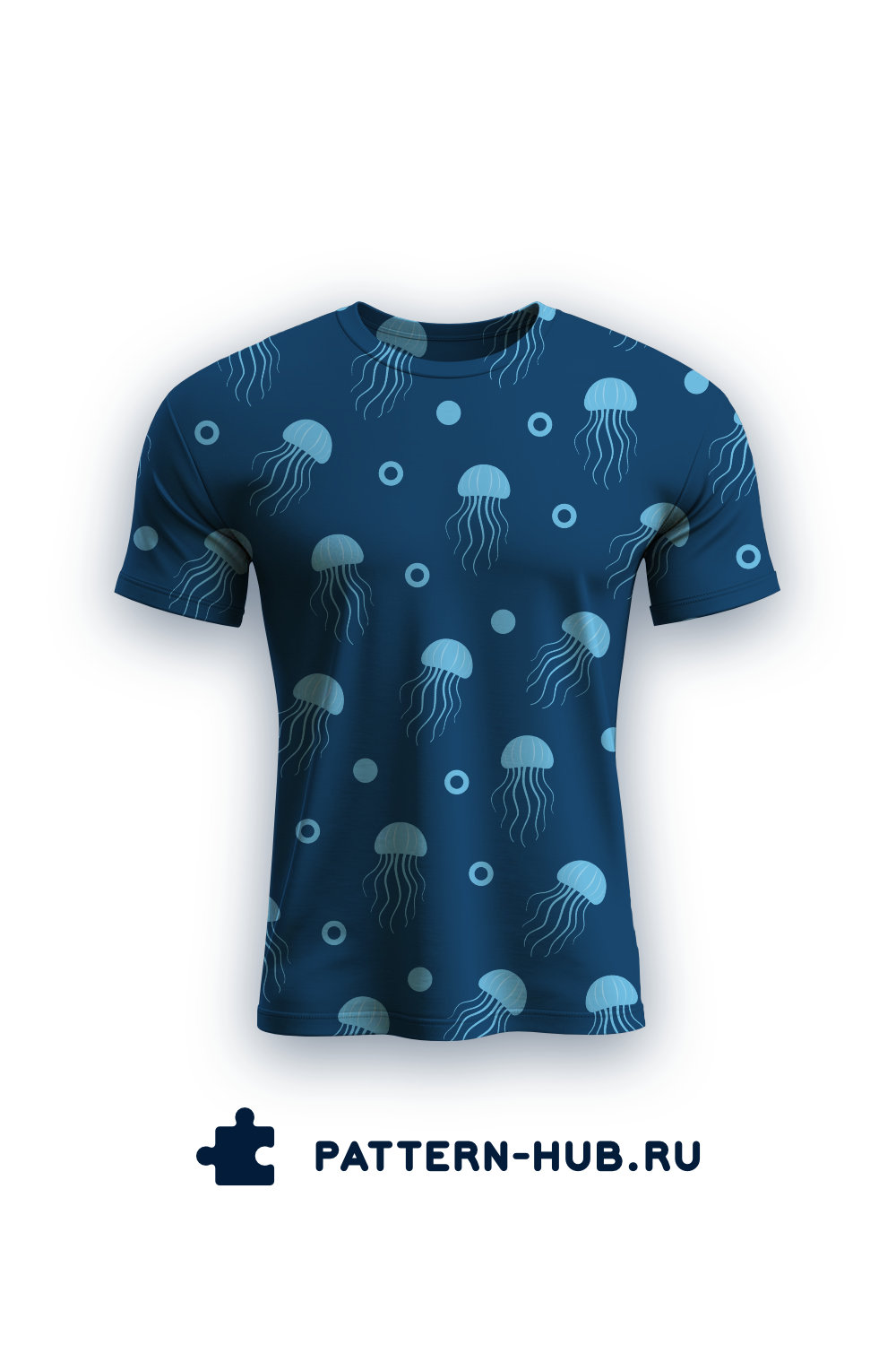 T-shirt With Blue Jellyfish on a Dark Background