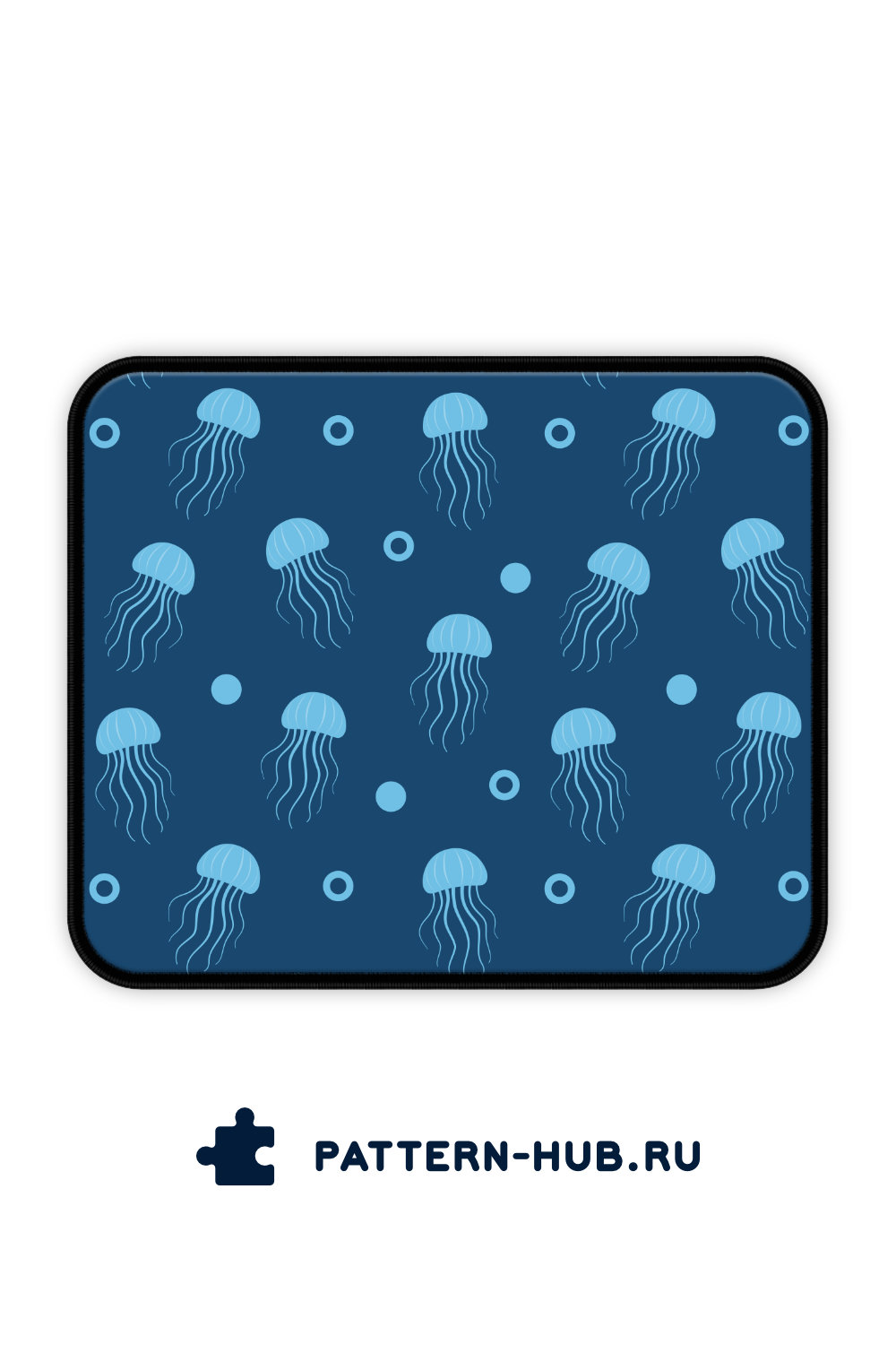 Mouse Pad With Blue Jellyfish on a Dark Background