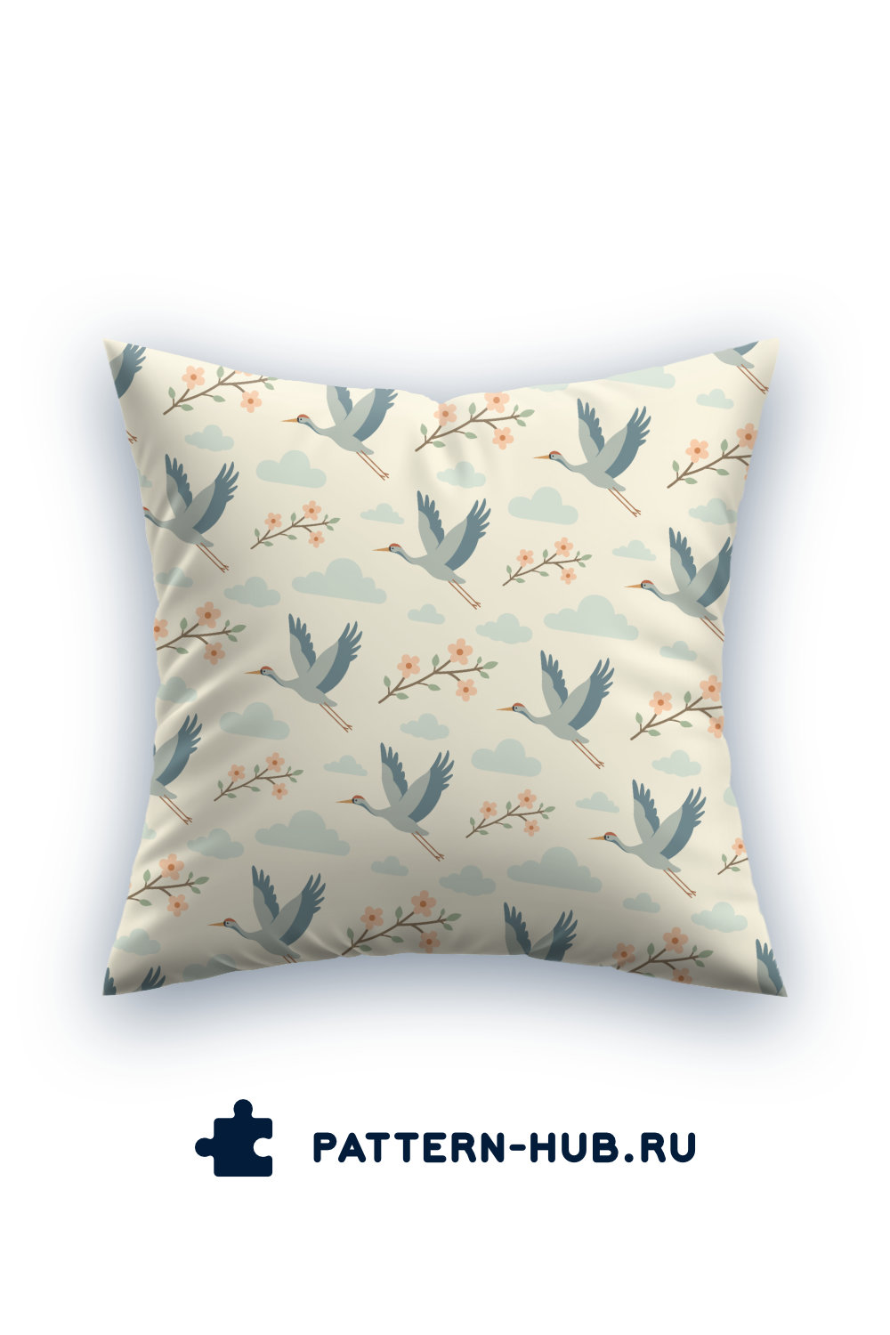 Pillow With Spring Pattern And Crane